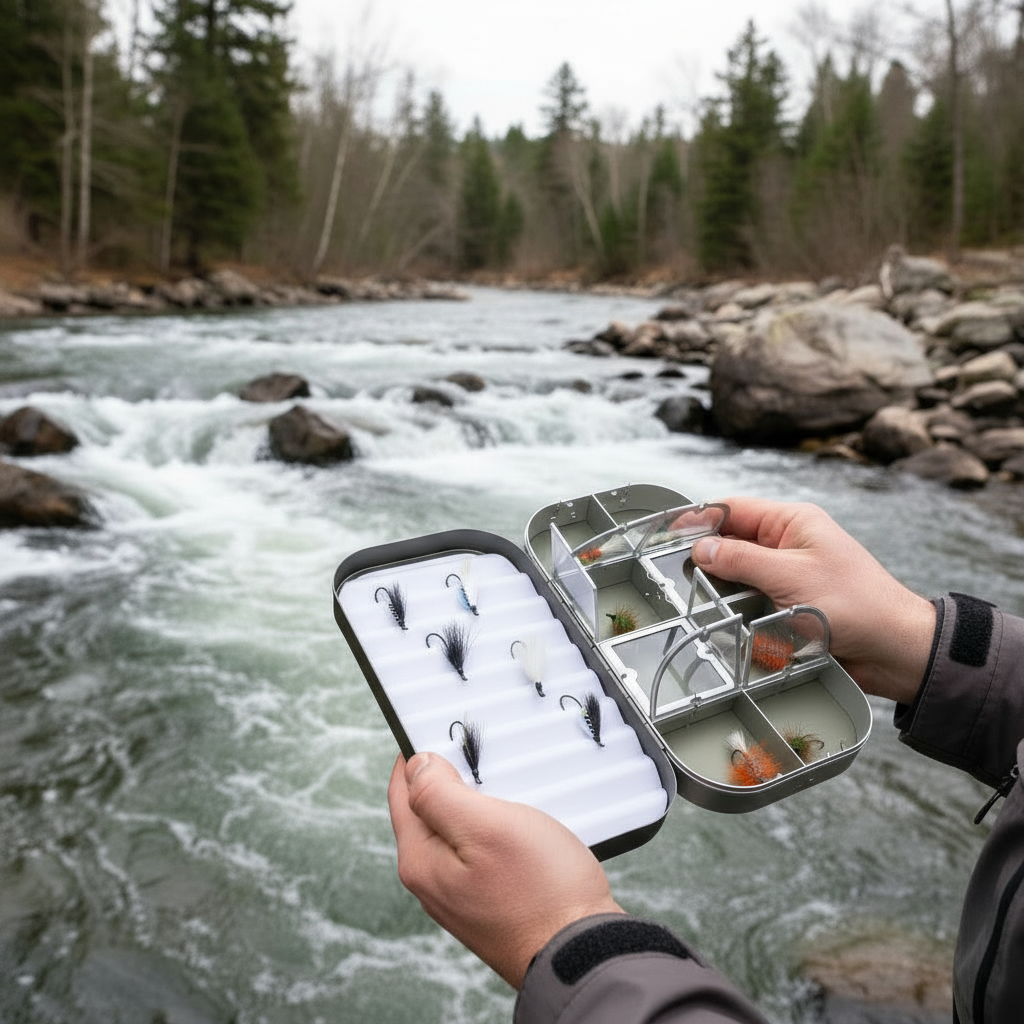 Fly Fishing Kit, Atlantic Salmon Flies, Mixed Selection, with Aluminum Flybox + Engraved Image Dc Tackle & Outdoor Supply