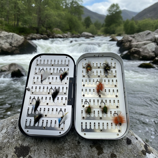 Fly Fishing Kit, Atlantic Salmon Flies, Mixed Selection, with Aluminum Flybox + Engraved Image Dc Tackle & Outdoor Supply