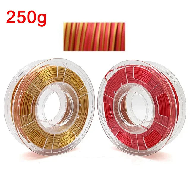 Dual Color Filament Silk PLA 1.75mm 1kg 500g 250g 3D Printer Plastic Material Two Colors Filament PLA Black Red Green Bundle New Elk-Valley 3D
