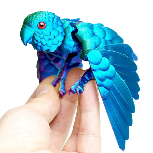 Simulated Eye 3D Printed Parrot Model Sparkling Laser 3D Printed Parrot Animal Flexible Animal Rotatable