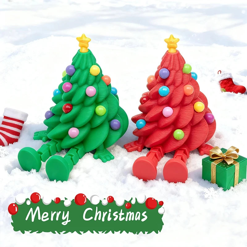 3D Printed Christmas Tree Movable Santa Claus Snowman Desktop Ornament New Year Christmas Decorations Crafts Children Gift Elk-Valley 3D