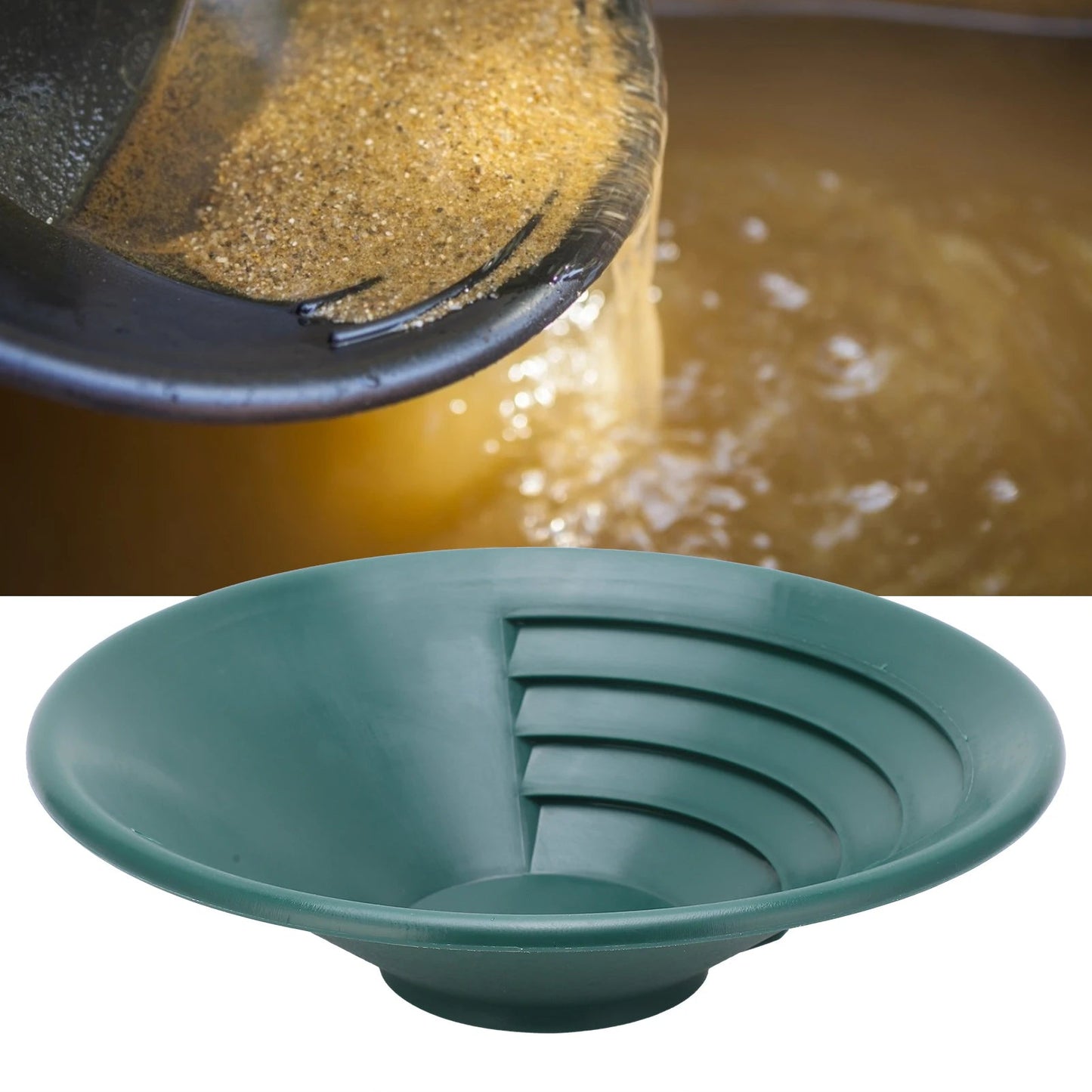 260mm Gold Panning Pan ABS Gold Sifting Classifier Washing Sieve Tray Accessory Green Gold Panning Pan Gold Washing Pan Gold Pan Elk-Valley 3D