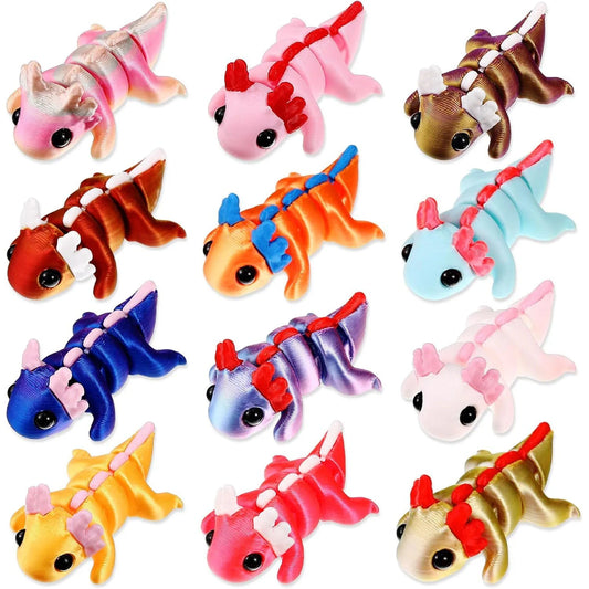 3D Printed Fidget Toy 3D Printed Axolotl Small Animal Toy Flexible Cute Articulating Pet Stress Relief Fidget Toys for Play Elk-Valley 3D