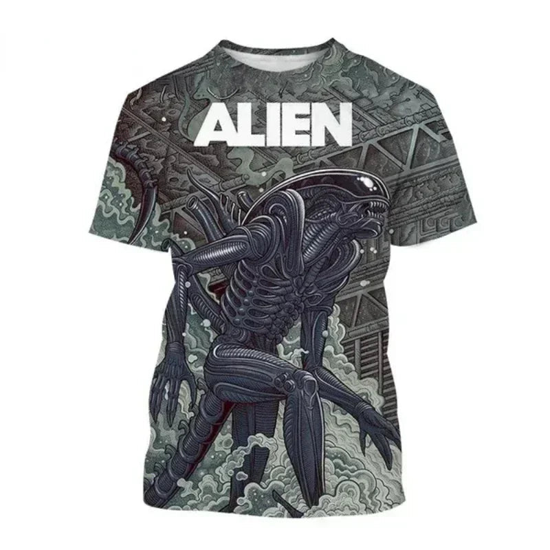 Fashion Men Clothing New Alien Creature 3D Print T-shirt Personalized Casual Oversized T Shirt Harajuku Street Unisex Tops Tees Elk-Valley 3D