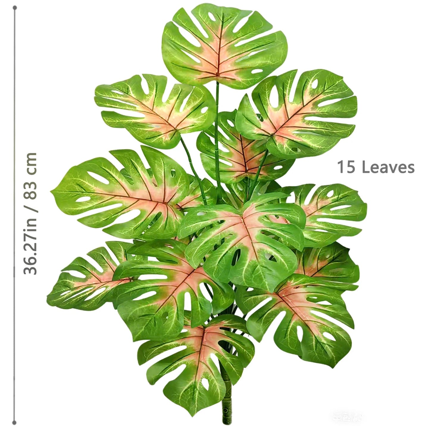 52-104cm(40.94in)  Artificial Monstera Plant Fake Palm Tree Plastic Turtle Leaf Green Plant for Home Garden Room Office Decor Elk-Valley 3D
