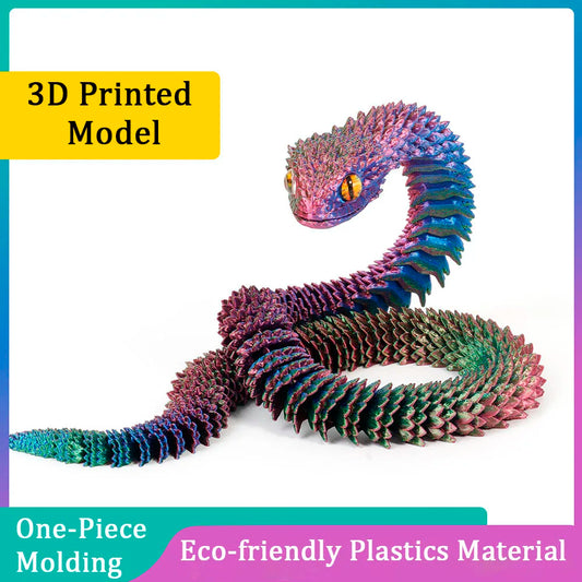 3D Printed Snake Decoration Colorful Model 3D Printed Animals Creative Toy Desk Accessories Room Decor Table Ornament 3 Sizes