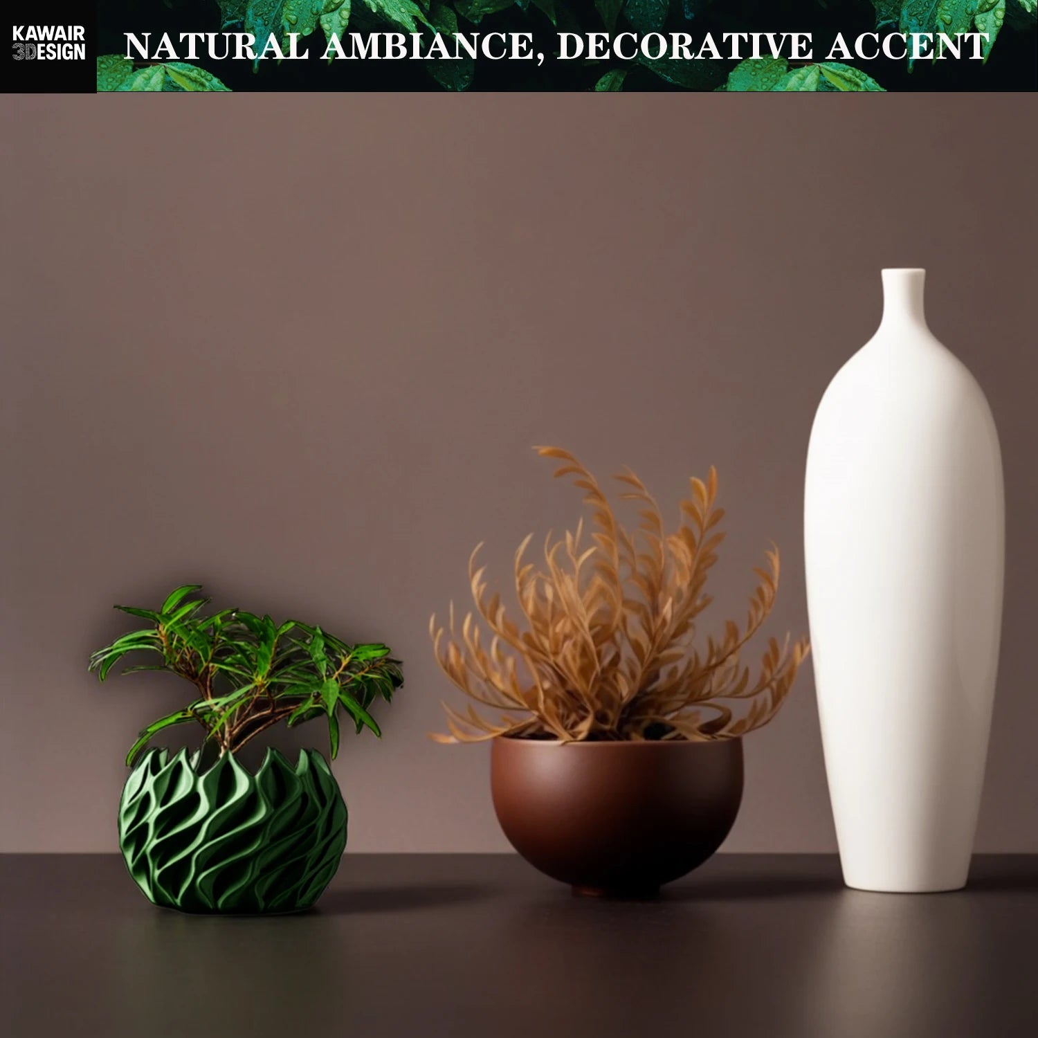3D Printed Flower Pot, Biodegradable Texture Design - Modern Planters for Indoor Outdoor, Gardening Decor, Macetas para Plantas Elk-Valley 3D