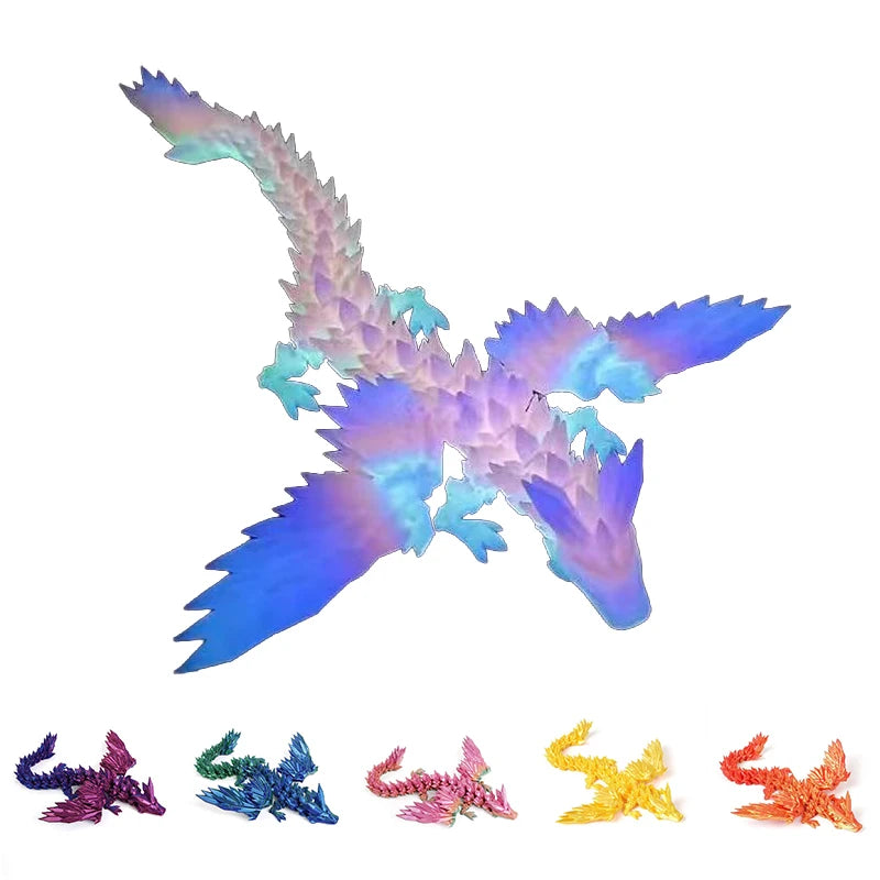 15cm 3D Printed Dragon Movable Wings Office Desktop Accessory Creative Home Decor Perfect Christmas Present Holiday Gift Toy Elk-Valley 3D