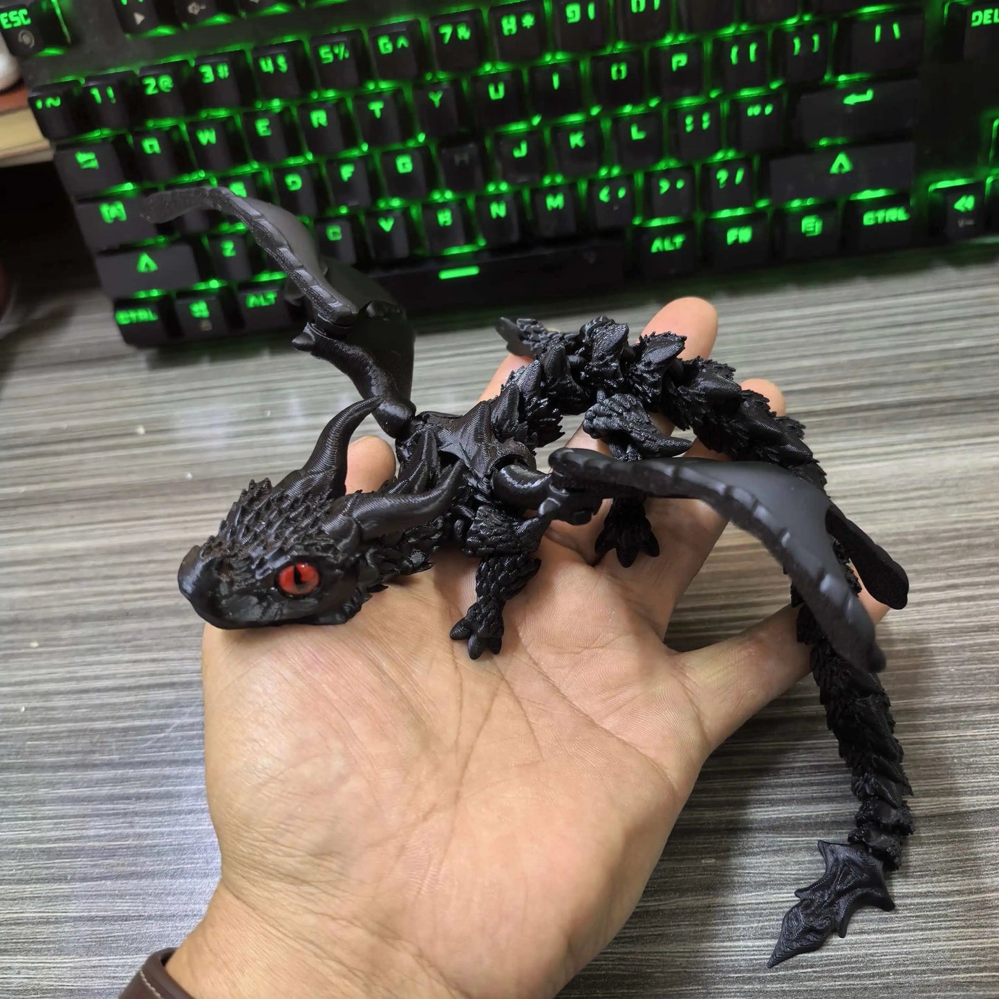 22-30CM 3D Printed Simulated Eyes Flying Dragon Baby Ornaments Joints Can Move Dragon Rockery Fish Tank Landscaping Decoration Elk-Valley 3D