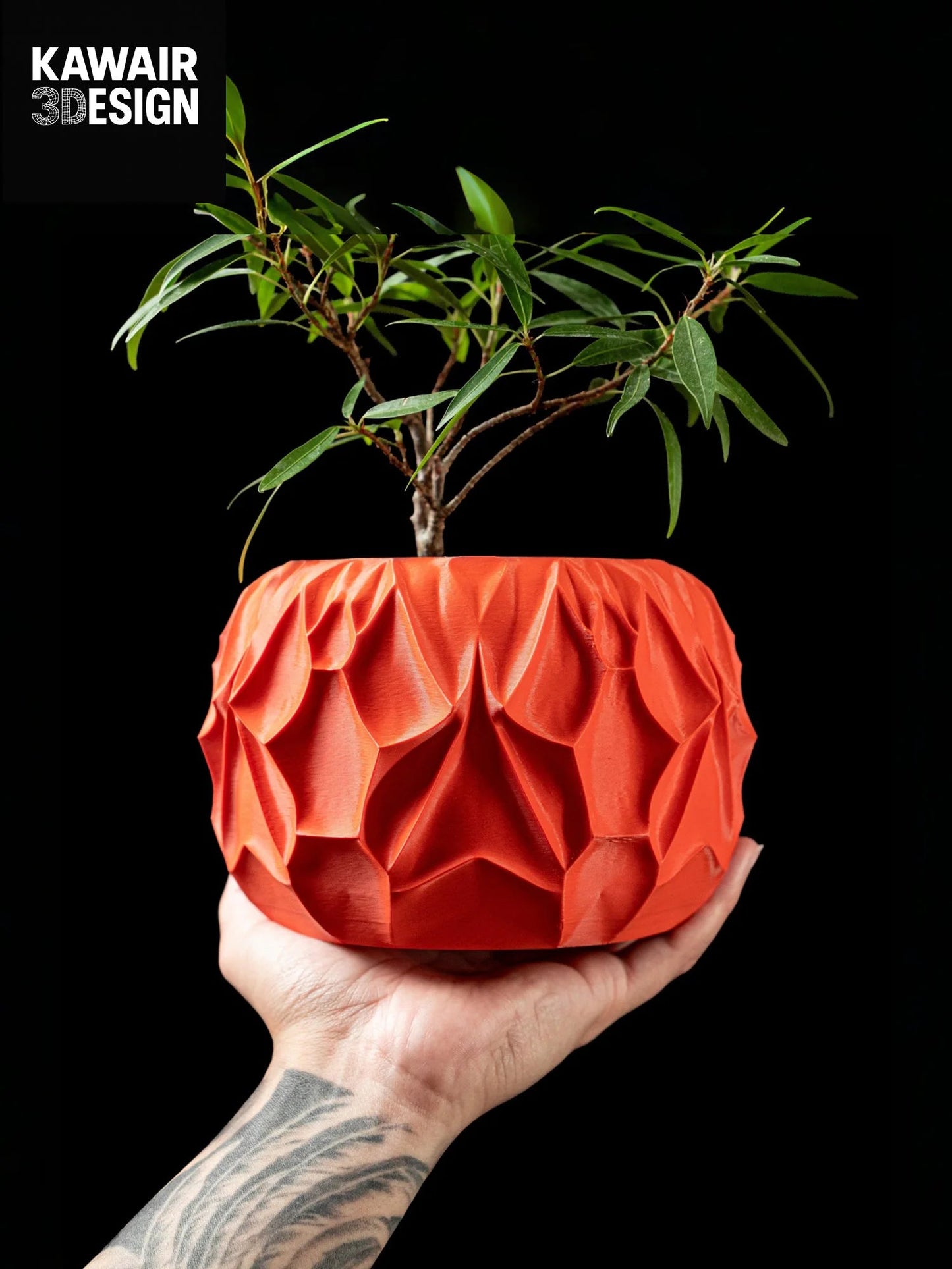 Eco-Friendly 3D Printed Flower Pot Rhombus Line Texture Square Style Artistic Home Decor maceta Elk-Valley 3D