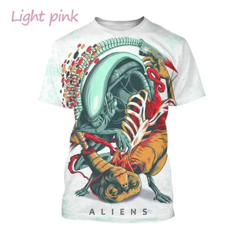 Fashion Men Clothing New Alien Creature 3D Print T-shirt Personalized Casual Oversized T Shirt Harajuku Street Unisex Tops Tees Elk-Valley 3D