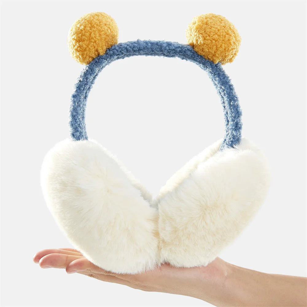 Anjj High Quality Earmuffs Faux Rabbit Fur Hang Ear Cover Warm Winter Ear Muffs Fur Earmuffs Unisex Adult Ear Warmer Fold Elk-Valley 3D