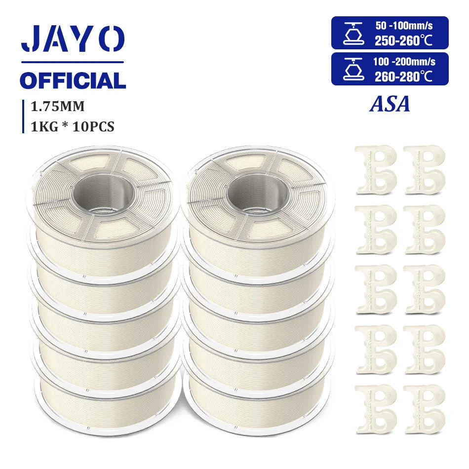 JAYO ASA / ABS / Easy ABS Filament 1.75mm 1KG 3D Filament Low Printing Temperature ABS 3D Printer Filament Excellent Resistance Elk-Valley 3D