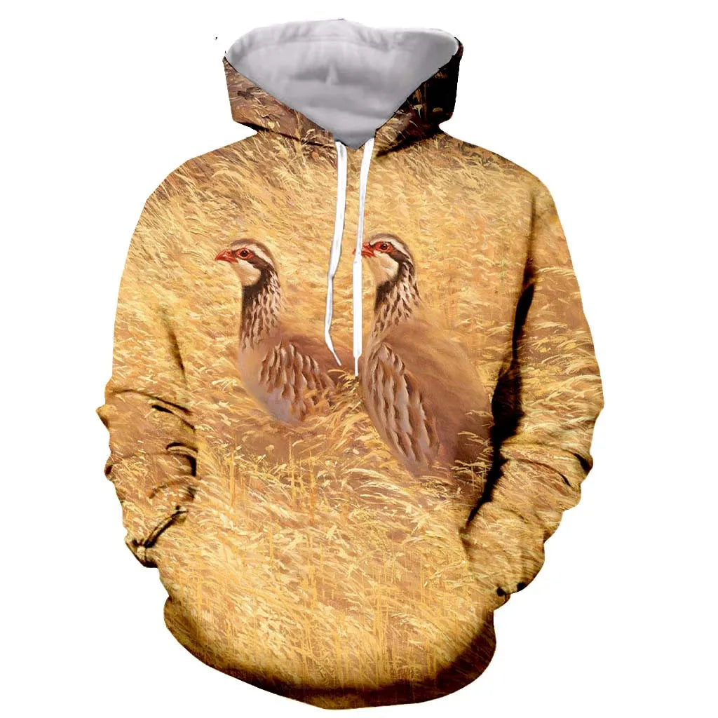2022 Spring and Autumn 3D Printing Men's Women's Hoodie Hunting Suit Partridge Long Sleeve Fashion XL Pullover Camouflage Elk-Valley 3D