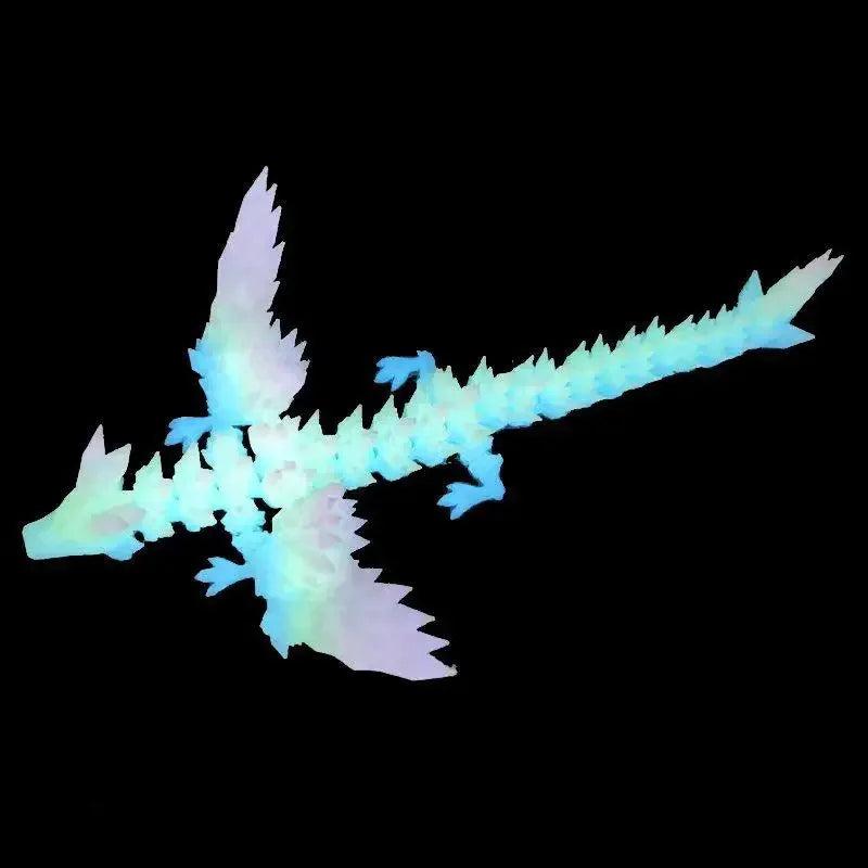 3D Printed Colorful Gem Dragon Figurines Movable Joint Rotatable Articulated Crafts Western Style Miniature Desk Ornament Dragon Elk-Valley 3D