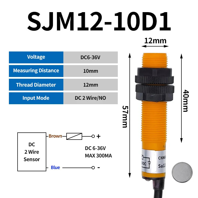 NJK-5002C 5002A 5002B 5002D Hall Sensor Proximity Switch M12 NPN DC 3-Wires NO 200mA DC 2 wire PNP NO NC SJM12-10D1 5001A 5001B Elk-Valley 3D