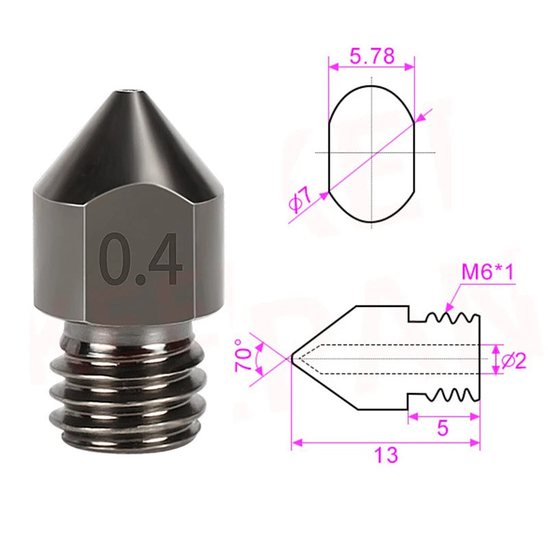 3D Printer Parts MK8 Nozzle 0.2mm-1.0mm For 1.75MM Supplies CR10 CR10S Ender-3 Hardened Steel Extruder Head 3D Printer Nozzle Elk-Valley 3D