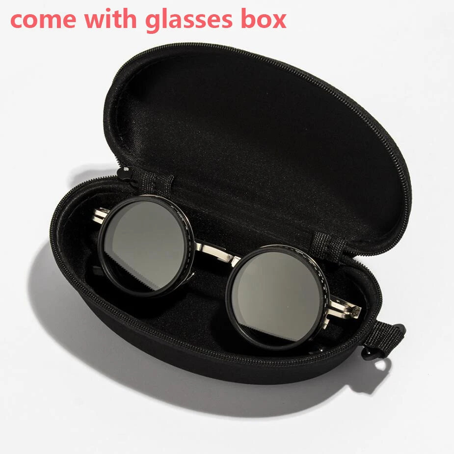 Polarized Round Sunglasses ND9 Adjustable Dimming Sun Glasses Men Women Retro Punk Men's Fishing Eyeglasses Outdoor Shades UV400 Elk-Valley 3D