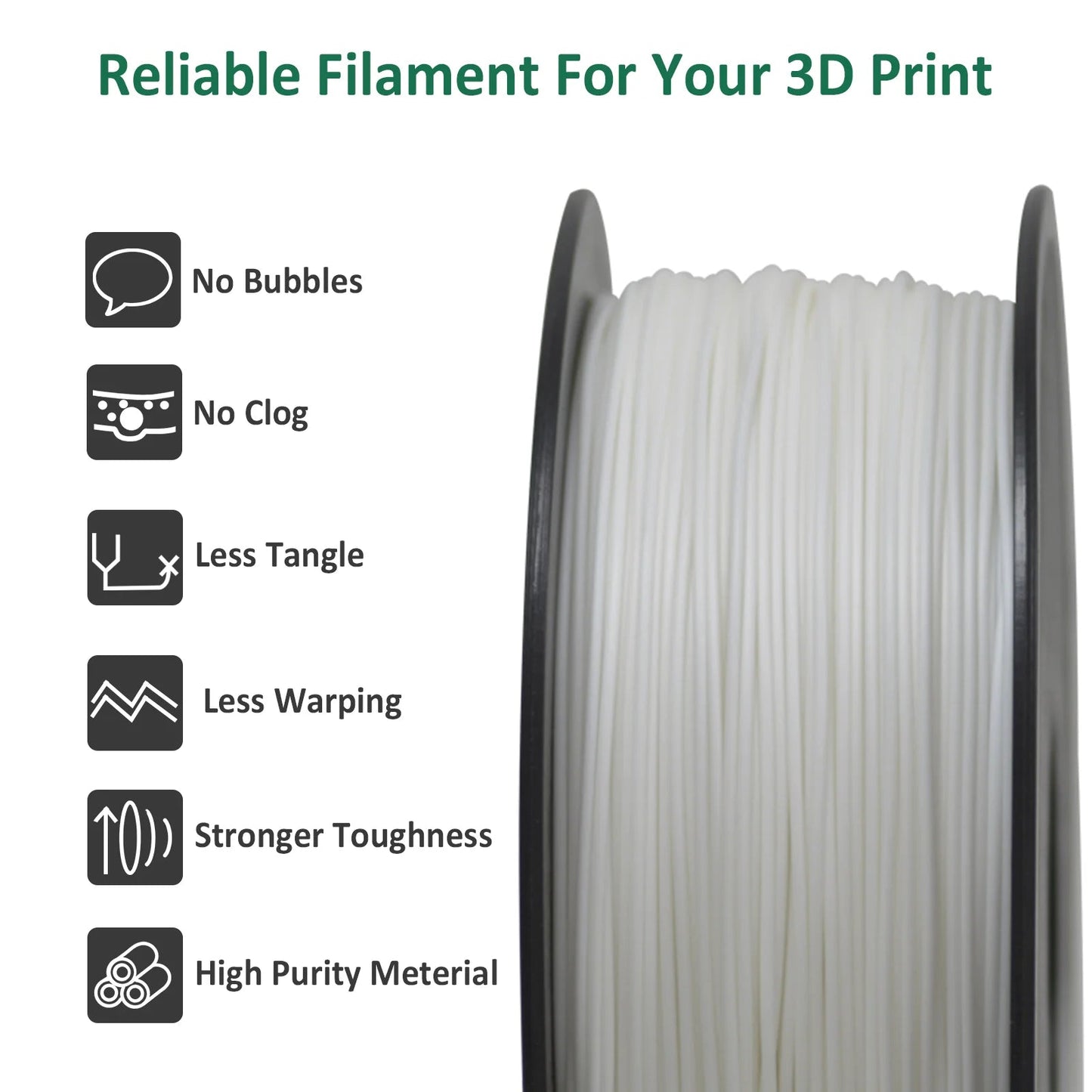 Geeetech  ABS+ 3D Filament 1.75mm 1KG plastic, 3D Printer Material, Tangle-Free, Non-Toxic, Vacuum Packaging White Black Elk-Valley 3D