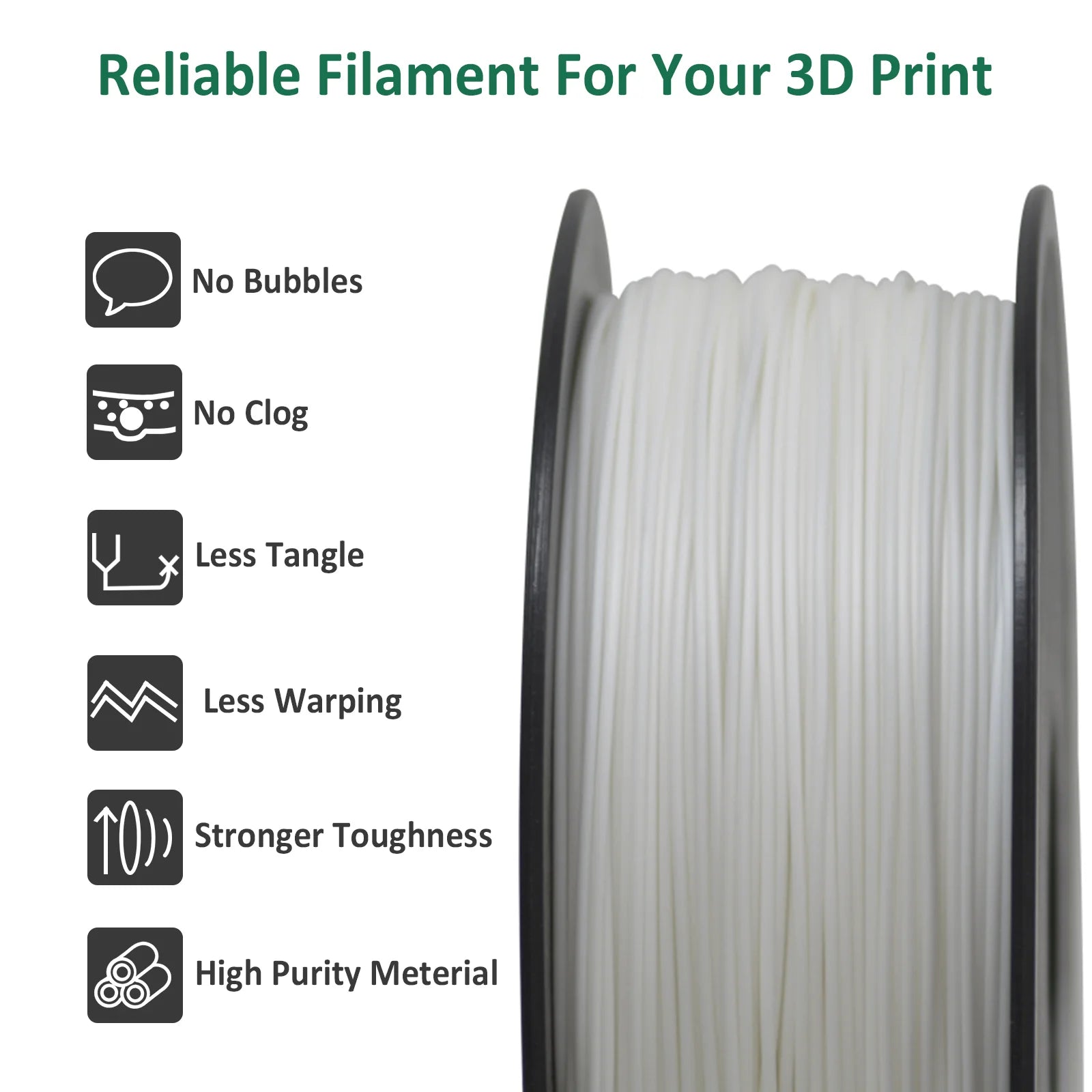 Geeetech  ABS+ 3D Filament 1.75mm 1KG plastic, 3D Printer Material, Tangle-Free, Non-Toxic, Vacuum Packaging White Black Elk-Valley 3D