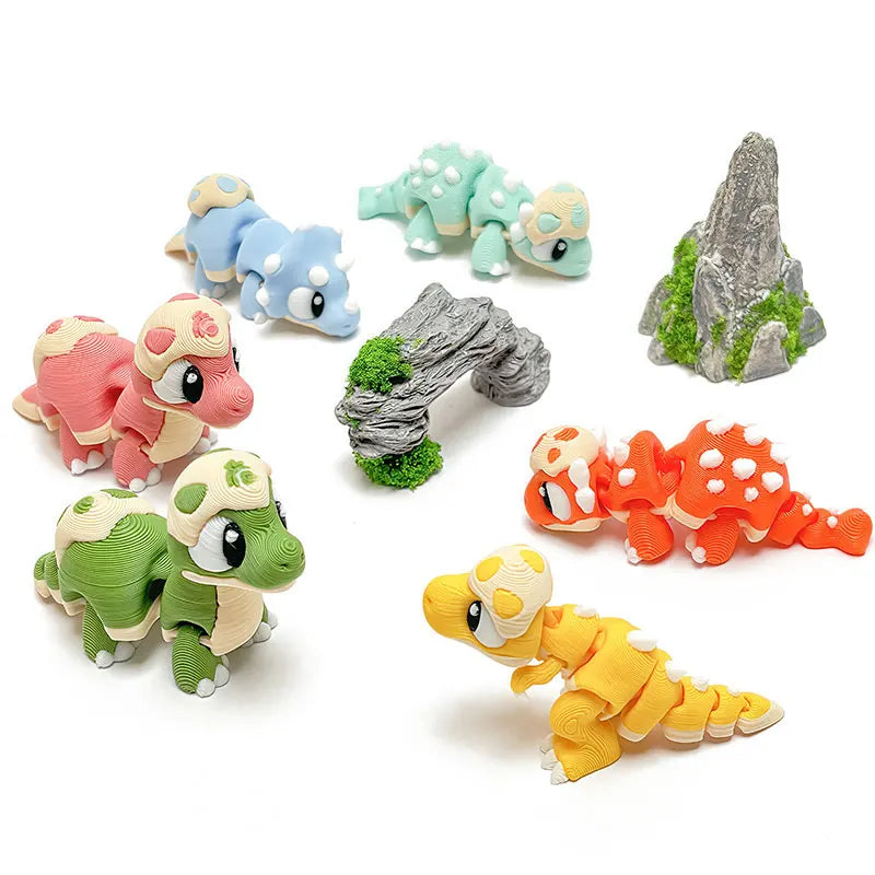 Mini 3D Printed Dinosaur Toys - Movable Joints Egg Shell T-Rex Spinosaurus Triceratops Brachiosaurus for Desktop Creative Decor Elk-Valley 3D