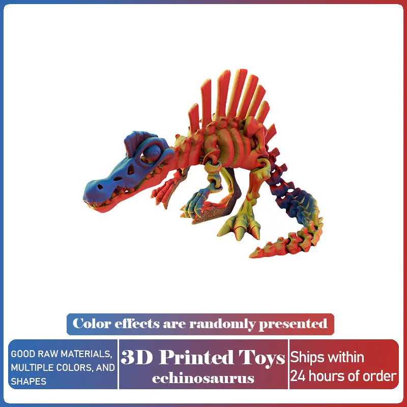Mini 3D Printed Dinosaur Skeleton Model Movable Joints Velociraptor Decor Office Desk Ornament Kids Gift Home Decoration Elk-Valley 3D