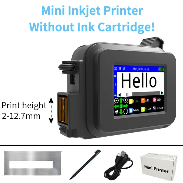 Iottim 12.7mm Mini Portable Inkjet Printer Small Business Date Label Printer QR code Logo Batch Number Elk-Valley 3D