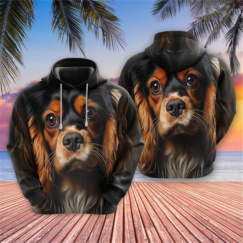 Men's Hoodies Dog Face 3D Printed Tops Autumn Harajuku Fashion Chihuahua Graphic Sweatshirts Pet Pullovers  Casual Animal Tops Elk-Valley 3D
