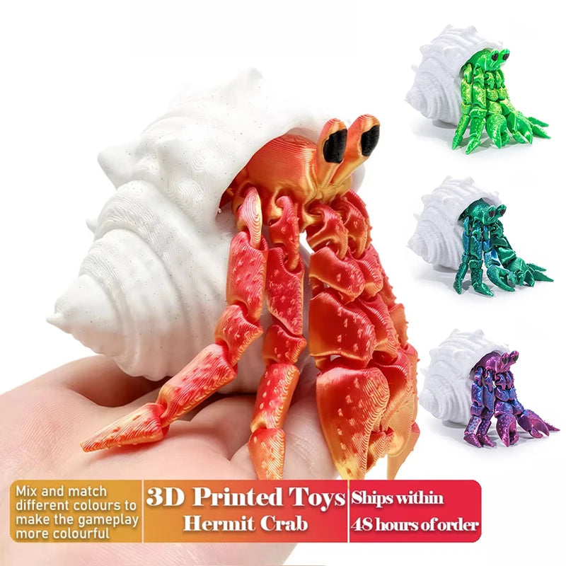 Articulated Hermit Crab 3D Printed Model Movable Joints Cool Desktop Creative Ornament Fun Home Room Decoration Crafts Artwork Elk-Valley 3D