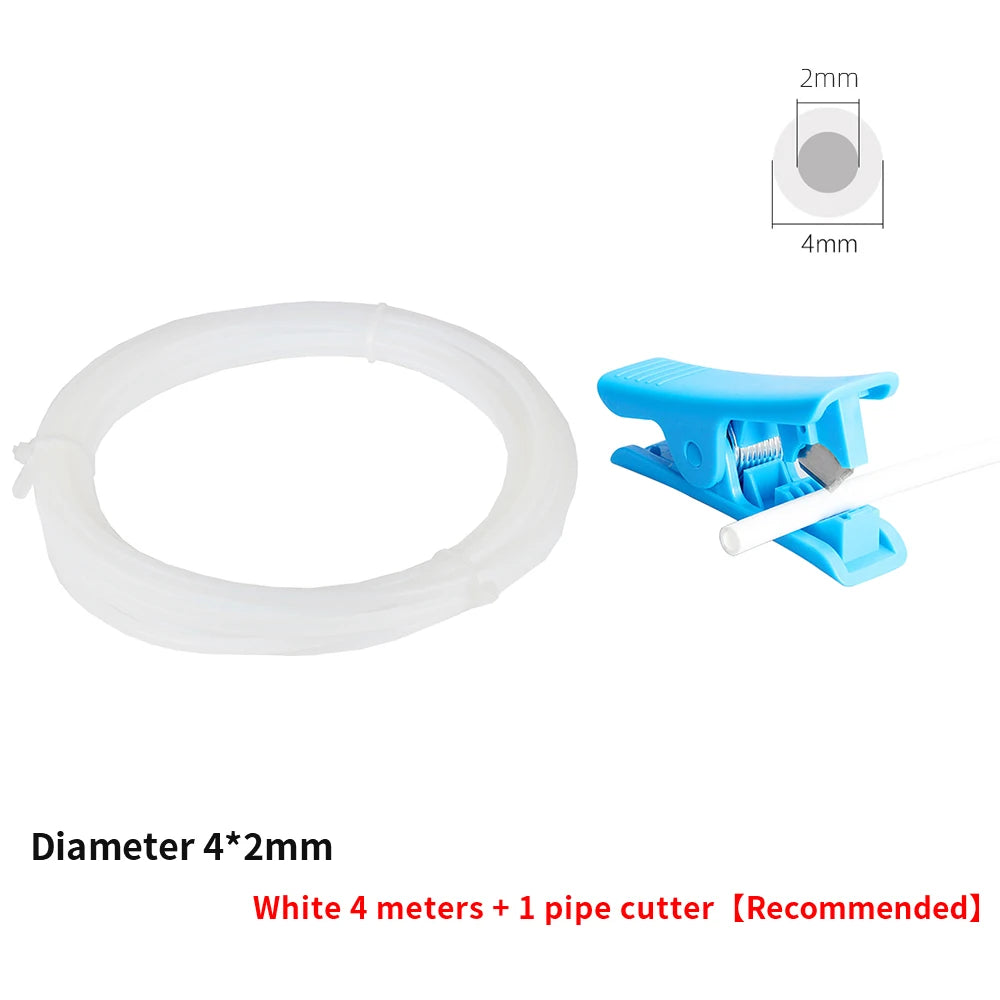 3D Printer  hotend Parts PTFE Tube Teflonto Pipe Bowden Extruder 1.75mm ID2mm OD4mm 1M 2M with Cutter and Cable tie White Black Elk-Valley 3D