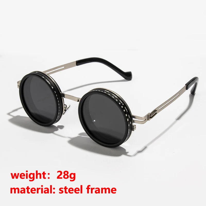Polarized Round Sunglasses ND9 Adjustable Dimming Sun Glasses Men Women Retro Punk Men's Fishing Eyeglasses Outdoor Shades UV400 Elk-Valley 3D
