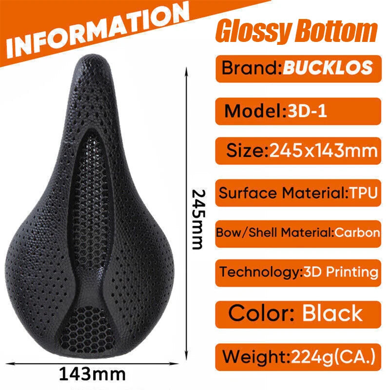 Bicycle 3D Printed Saddle Ultralight Carbon Fiber Road Mountain Bike Seat Cushion Hollow Comfortable 3D MTB Saddle Seat Elk-Valley 3D
