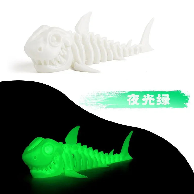 3D Printed Baby Shark, Skeleton Crocodile Skeleton Model Jointed Full Movable Birthday Gift Realistic Animals Decorative Desktop Elk-Valley 3D