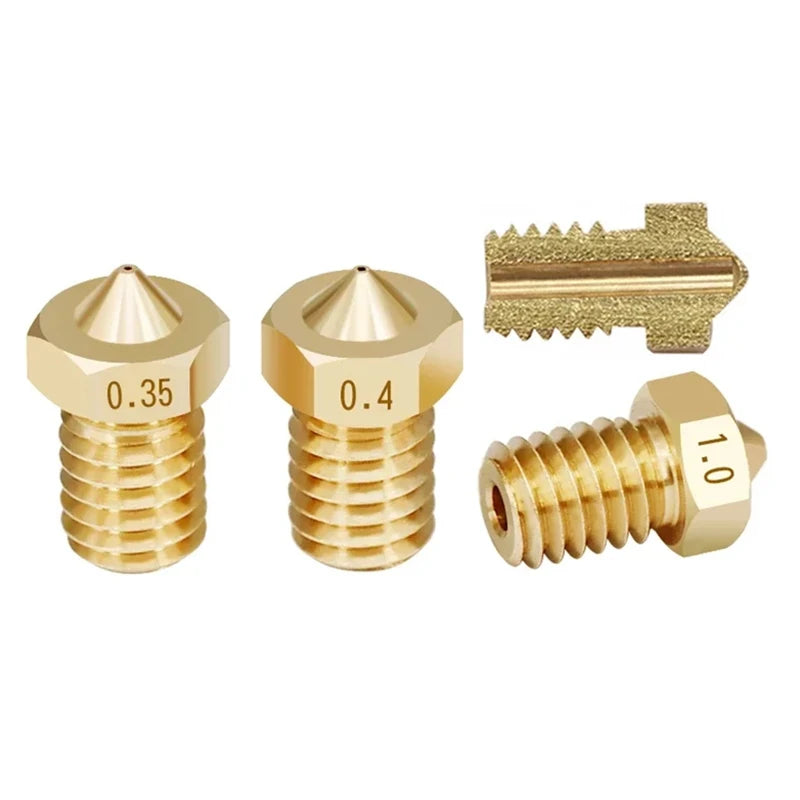 10PCS  3D Printer V6 M6 Threaded Brass Nozzle 0.2/0.25 0.3/0.4/0.5/0.6/1.0mm for 1.75/3.0mm Filament E3D V5 V6 Hotend Extruder Elk-Valley 3D