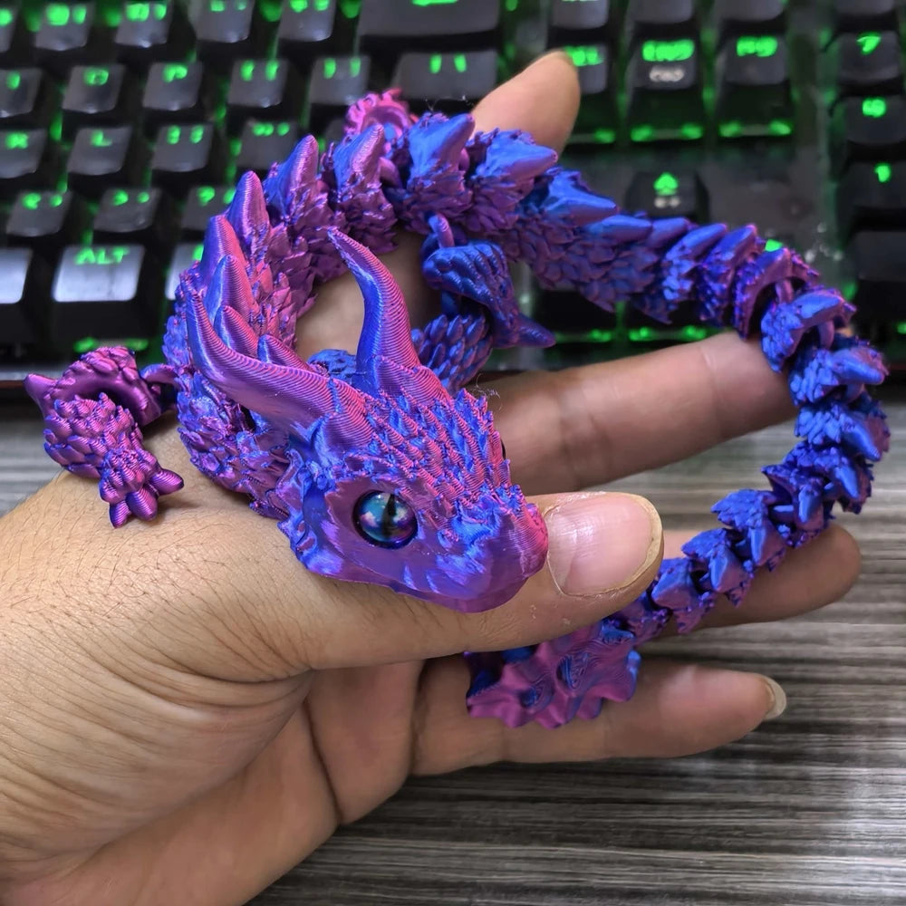 22-30CM 3D Printed Simulated Eyes Flying Dragon Baby Ornaments Joints Can Move Dragon Rockery Fish Tank Landscaping Decoration Elk-Valley 3D