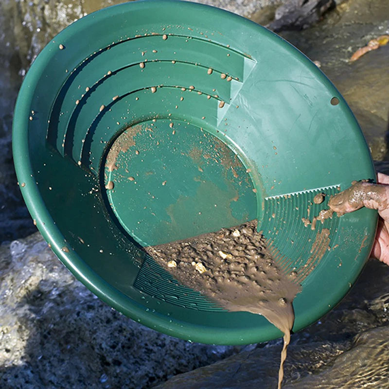 10/14/15 inch Washing Gold Panning Machine Screen Mining Screen Metal Detection Tools Sieve Gold Pan Green Plastic Bowl Elk-Valley 3D