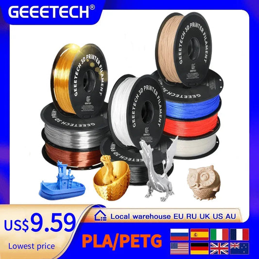 Geeetech 3d printer Filament PLA PETG Plastic 1kg 1.75mm,Tangle-Free, 3d printing wire materials, black, white, vacuum packaging Elk-Valley 3D