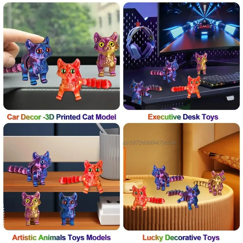 12/16cm 3D Printed Articulated Cute Cats Figurine Miniature Living Room Decor Car Desktop Home Decoration Accessories Kids Gifts Elk-Valley 3D