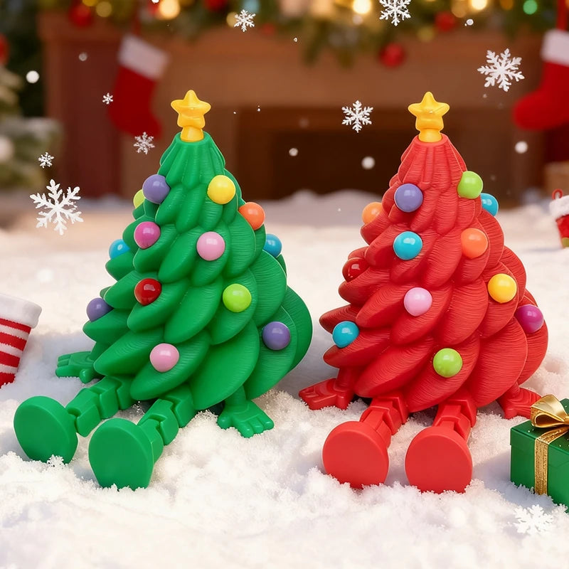 3D Printed Christmas Tree Movable Santa Claus Snowman Desktop Ornament New Year Christmas Decorations Crafts Children Gift Elk-Valley 3D