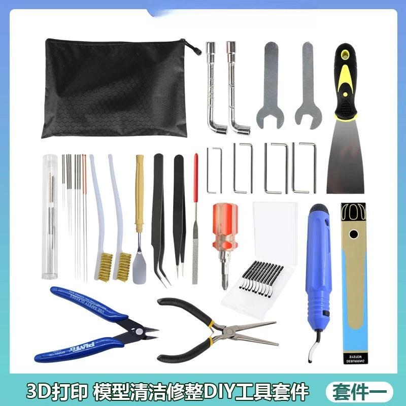 3D printer model DIY tool kit, trimming and sanding, cleaning tool, carving knife, forceps, file, cleaning needle