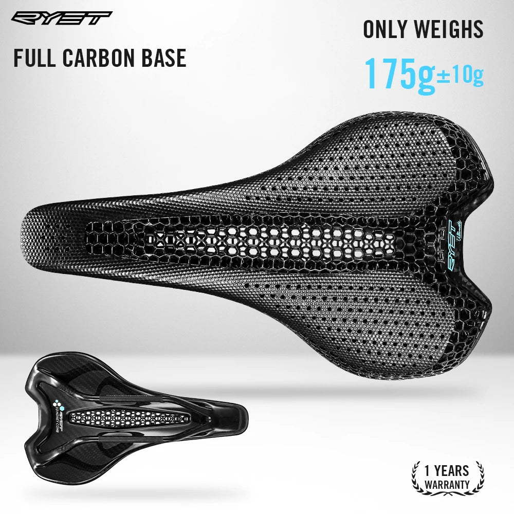RYET Carbon 3D Printed Saddle Ultralight 175g 7*9 Bike Seating For Men Women Triathlon Road MTB Mountain Gravel Cycling Parts Elk-Valley 3D