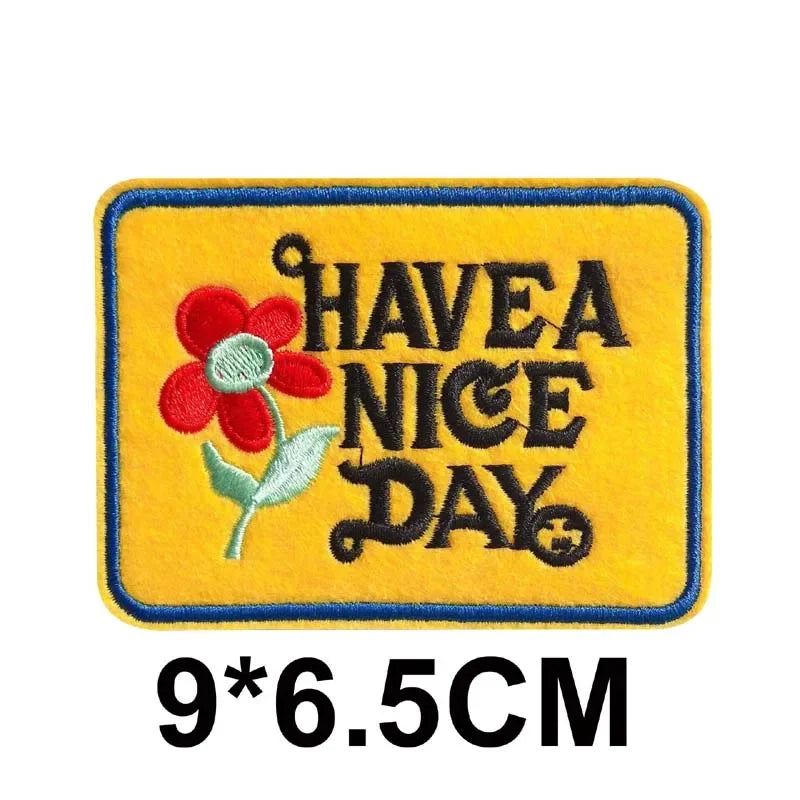 5PCS/ Text Clothing Stickers Fabric Applique Embroidery Iron On Patches,Punk Rock Music Band Badges Clothes Striped Sewing Patch Elk-Valley 3D