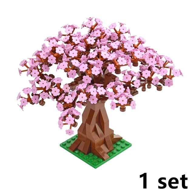 DIY Plant Tree City Bricks Assemble MOC Pine Christmas Tree Model Building Blocks Educational Sunflower Brick For Children Gifts Elk-Valley 3D