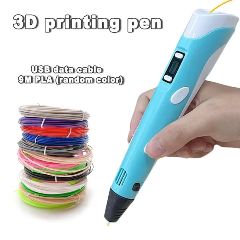Electronic 3D Printing Pen with 9M PLA Consumables High-Temperature 3D Graffiti Tool Intelligent Toy Christmas Birthday Gift Elk-Valley 3D