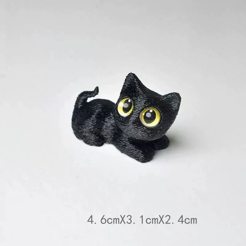 3D Printed Cat Ornament with Large Eyes Miniature Statue Miniature Adorable Kitten Micro-Scenery Craft Desktop Decoration