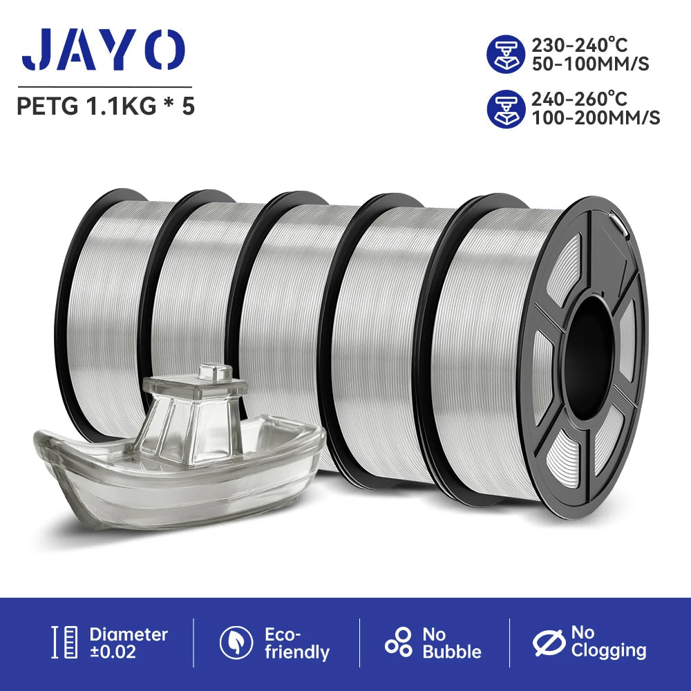 JAYO petg 3d printer filaments PETG 5Rolls 1.75mm Mixed Color Bubble Free FDM 3D Printer Material for 3d pen refill 1.1kg/1rolls Elk-Valley 3D