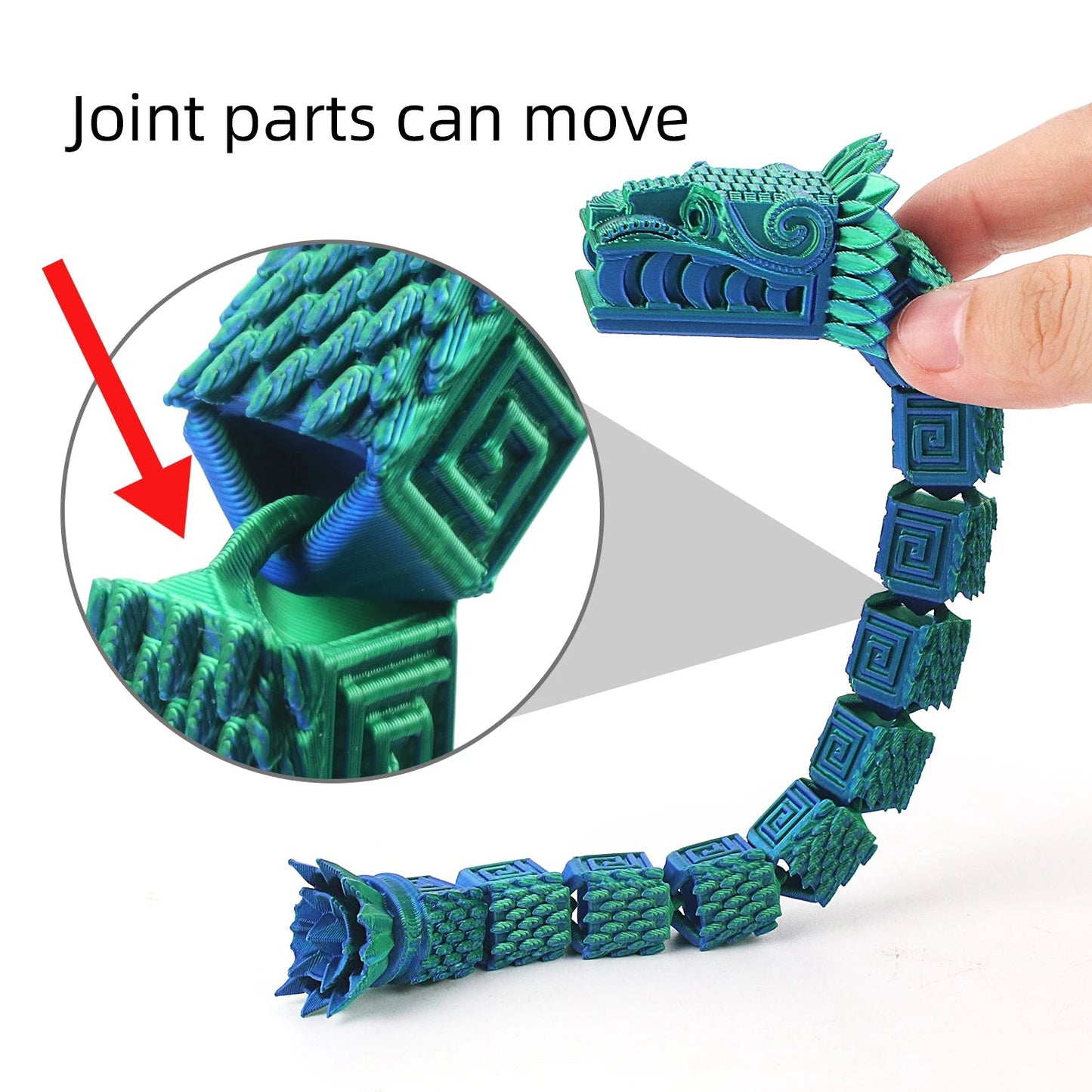 3D printed dragon, three-dimensional model decorated with scales and horns, simulation of dragon and snake, movable accessory Elk-Valley 3D
