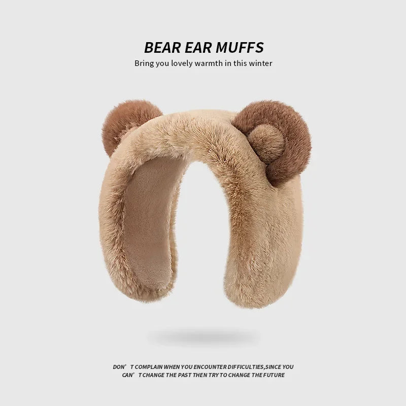 Winter Ear muffs Faux Fur Warm Earmuffs Cute Foldable Outdoor Ear Warmers For Women Girls Elk-Valley 3D