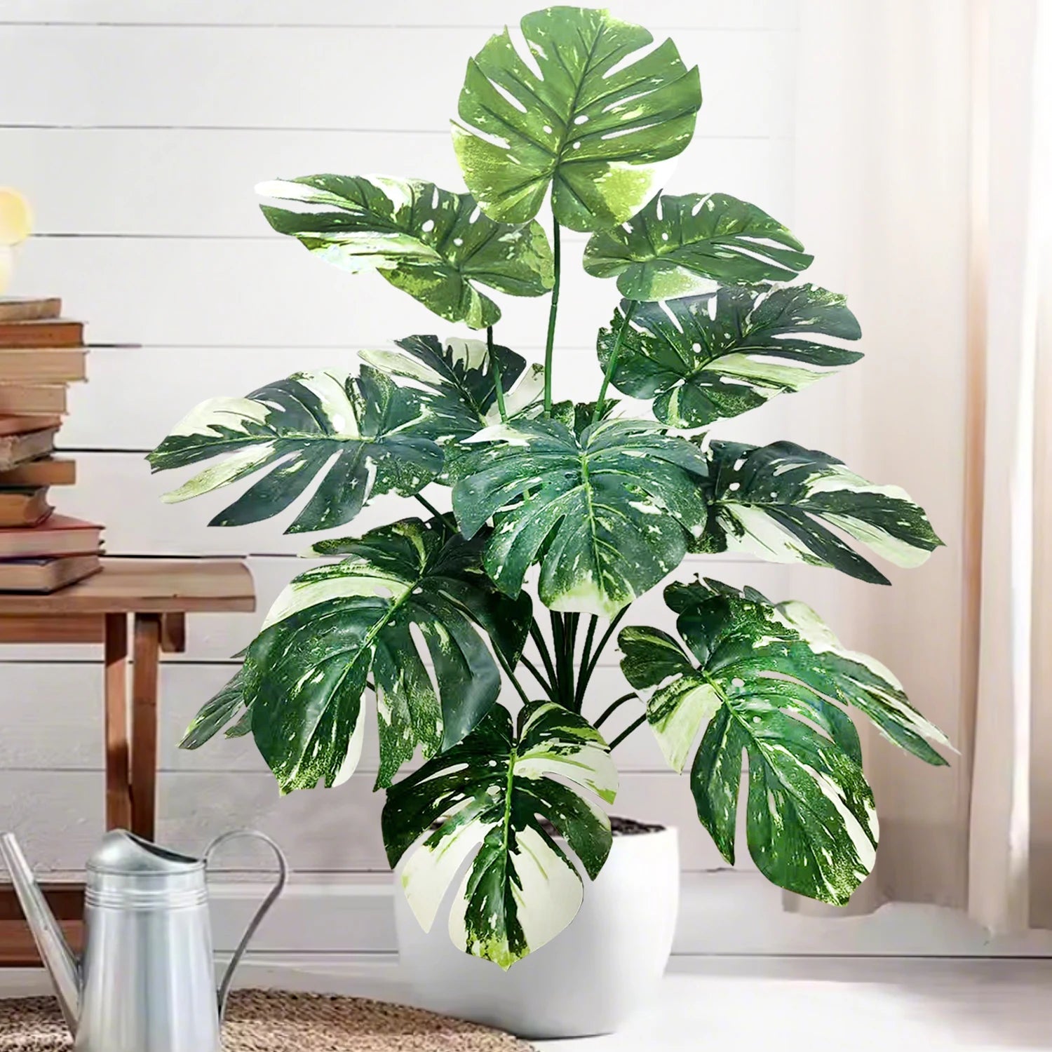 52-104cm(40.94in)  Artificial Monstera Plant Fake Palm Tree Plastic Turtle Leaf Green Plant for Home Garden Room Office Decor Elk-Valley 3D