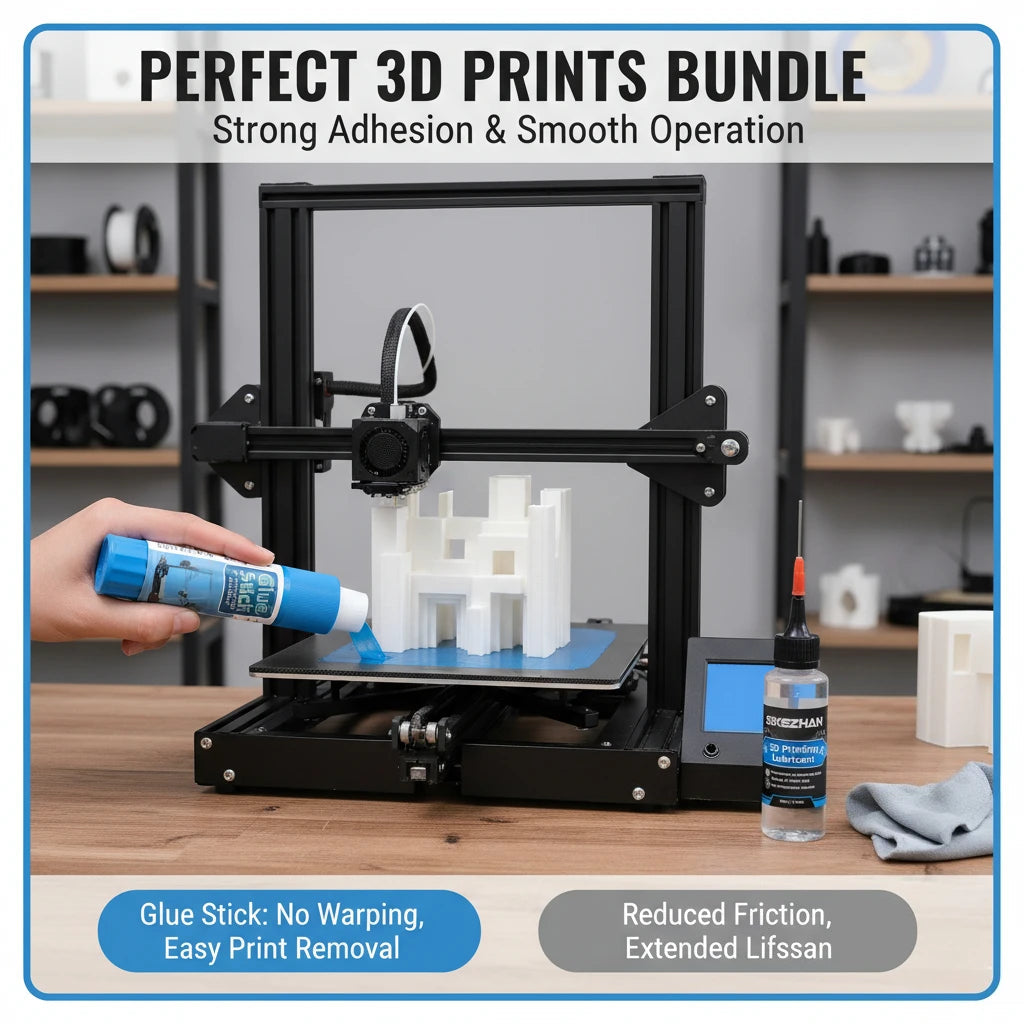 3D Printer Glue Stick PVP Solid Adhesive & 65ml Lubricating Oil Grease for Hot Bed Rails Screw Bearing PLA ABS PETG TPU Parts Elk-Valley 3D